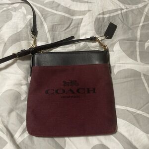 Coach Maroon and Black Shoulder Bag